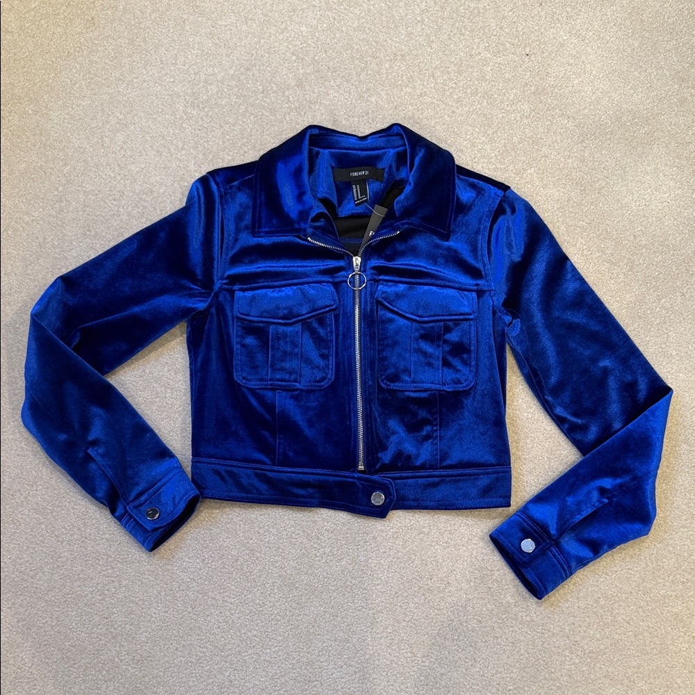 Blue Velvet Women's Cropped Jacket